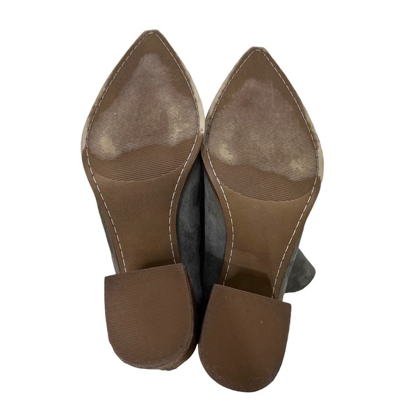 Steve Madden Cedar Bootine Gray Suede Size 11 V Cutout Stacked Block Heel - Picture 7 of 8